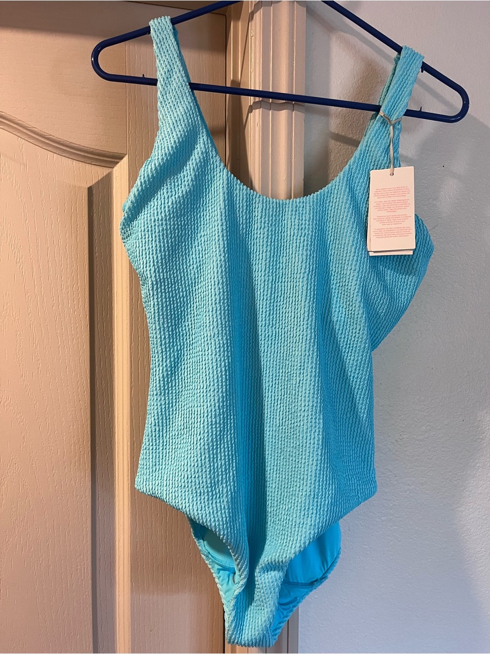 Women's Textured Scoop Neck One-Piece Swimsuit - Turquoise